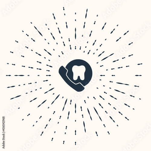 Grey Online dental care icon isolated on beige background. Dental service information call center. Abstract circle random dots. Vector