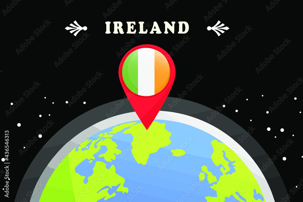 ireland Flag in the location mark on the globe
ireland Flag in the location mark on the globe