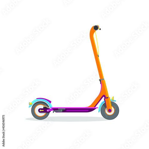 Vector illustration with orange electric scooter isolated on white background.