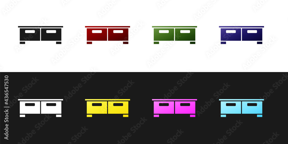 Set Chest of drawers icon isolated on black and white background. Vector Set Chest of drawers icon isolated on black and white background. Vector