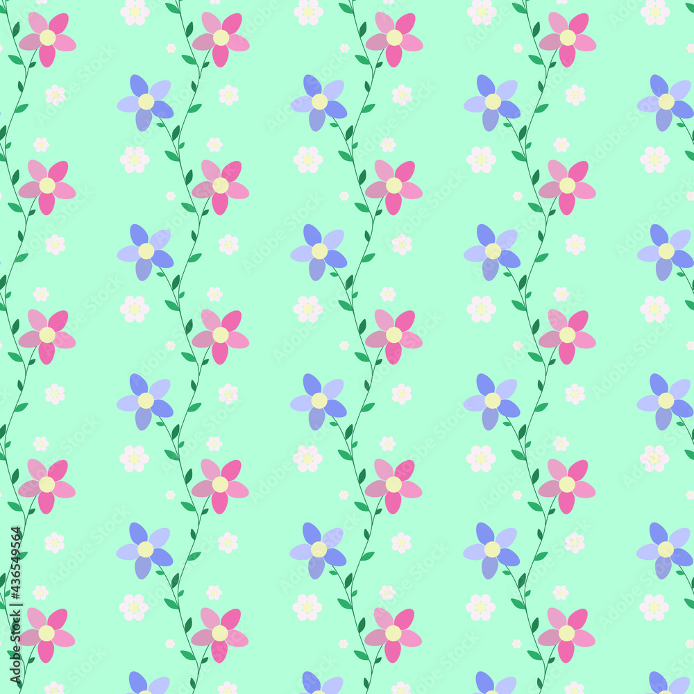 Pattern with flowers on a green background Pattern with flowers on a green background