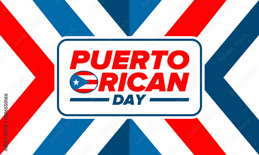 Puerto Rican Day. National happy holiday. Festival and parade in honor of independence and freedom. Puerto Rico flag. Latin american country. Patriotic elements. Vector poster illustration Puerto Rican Day. National happy holiday. Festival and parade in honor of independence and freedom. Puerto Rico flag. Latin american country. Patriotic elements. Vector poster illustration