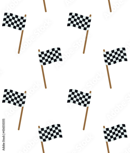 Vector seamless pattern of flat cartoon finish race flag isolated on white background