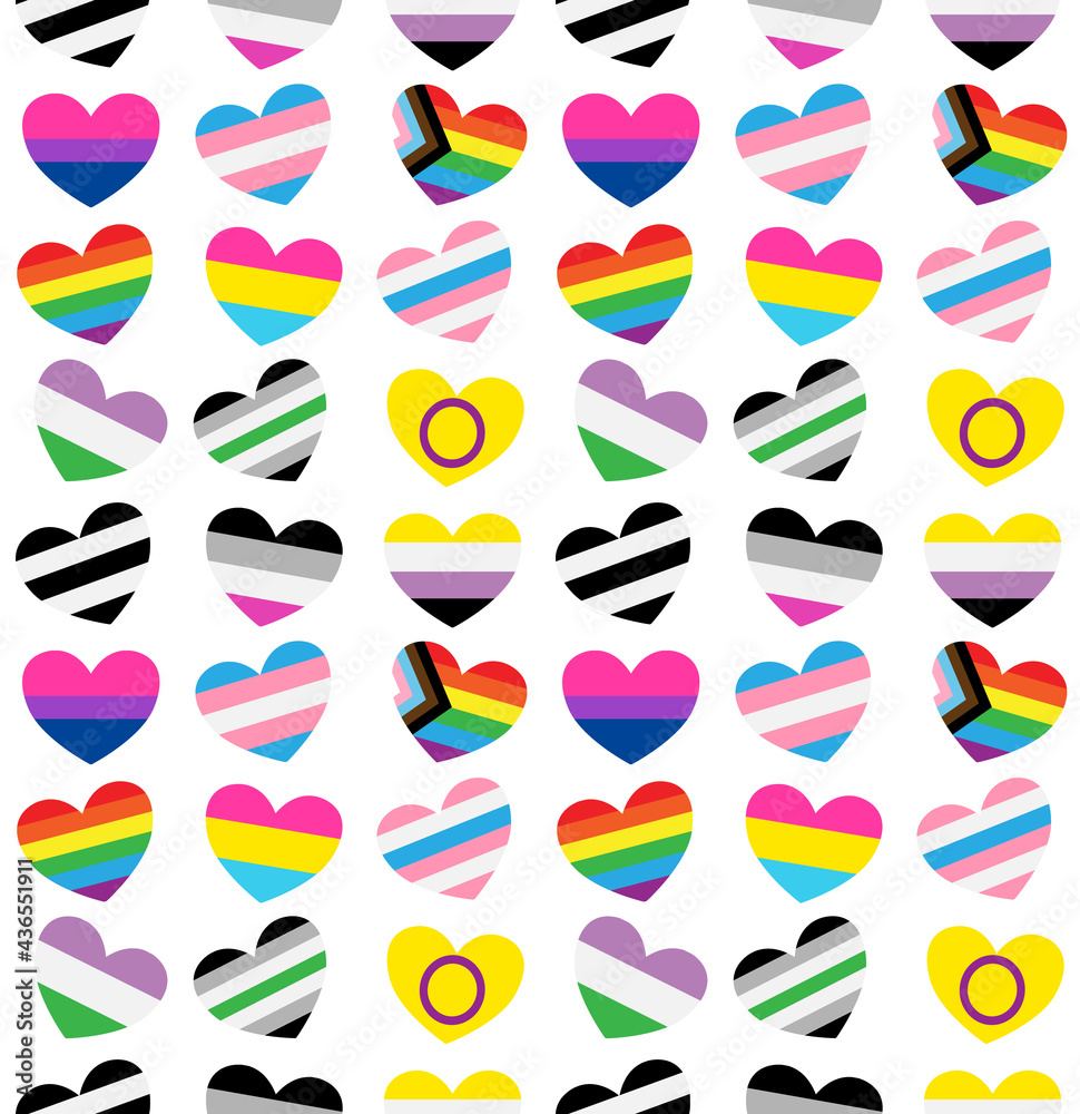 Vector seamless pattern of Gender Sexual orientation lgbt flag heart ...
