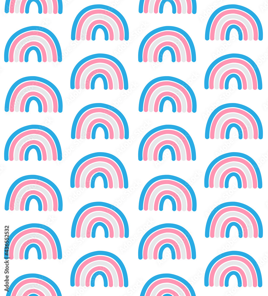 Vector seamless pattern of hand drawn doodle flat lgbt trans transsexual transgender flag rainbow isolated on white background Vector seamless pattern of hand drawn doodle flat lgbt trans transsexual transgender flag rainbow isolated on white background