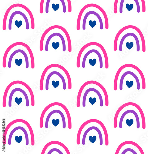 Vector seamless pattern of hand drawn doodle flat lgbt bi bisexual flag rainbow isolated on white background
