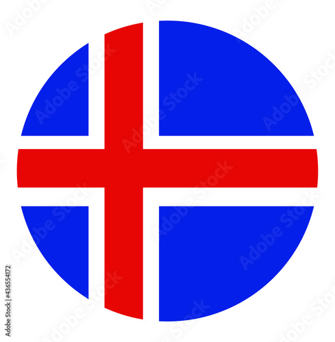 Iceland flag badge vector illustration. Circle Iceland Flag vector national symbol.