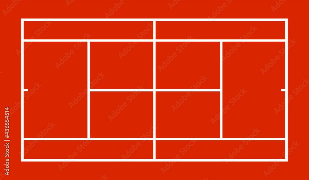 Diagram of tennis court vector illustration isolated on white background.  Tennis field slag, scheme symbol. Sport earthen terrain draft. Stock Vector  | Adobe Stock
