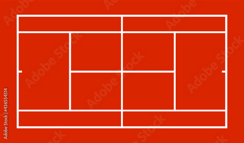 Diagram of tennis court vector illustration isolated on white background. Tennis field slag, scheme symbol. Sport earthen terrain draft.
