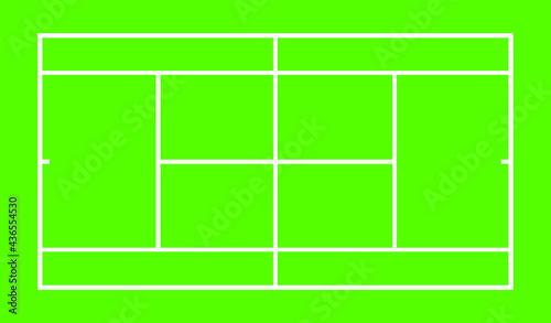 Diagram of tennis court vector illustration isolated on white background. Tennis field grass, scheme symbol. Sport terrain draft.