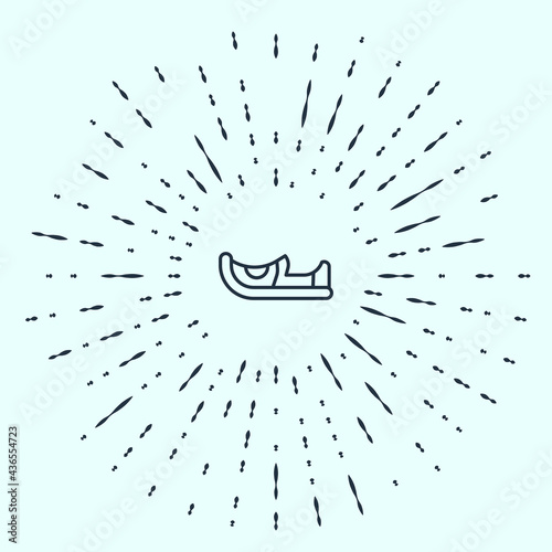 Black line Traditional indian shoes icon isolated on grey background. Abstract circle random dots. Vector