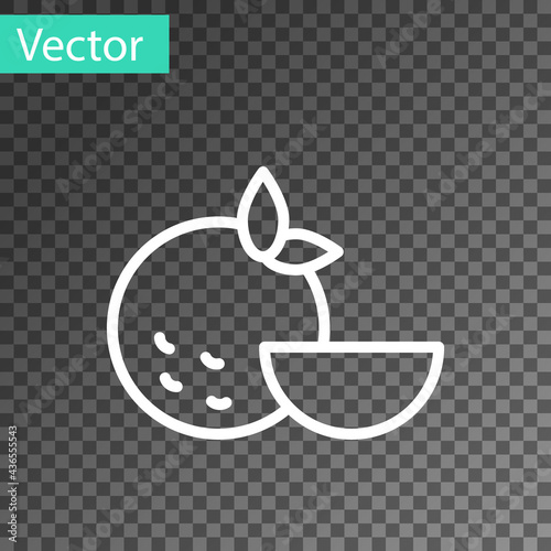 White line Orange fruit icon isolated on transparent background. Vector