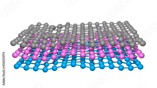 Nanosheets , molecular layers . Layers of molecules , nanomaterials . 3d illustration rendering	 photo