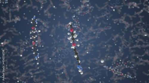 Molecule of Pentamidine. Molecular model, looping seamless 3d animation photo