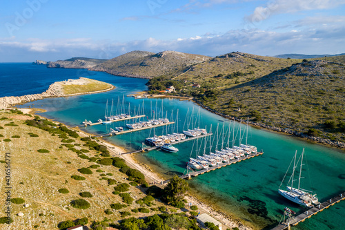 Obraz na plátně Amazing Kornati Islands national park panoramic aerial view, landscape of Dalmat
