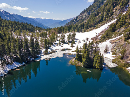 Aerial view of Suhoto Lake (The dry lake), Rila Mountain, Bulgaria