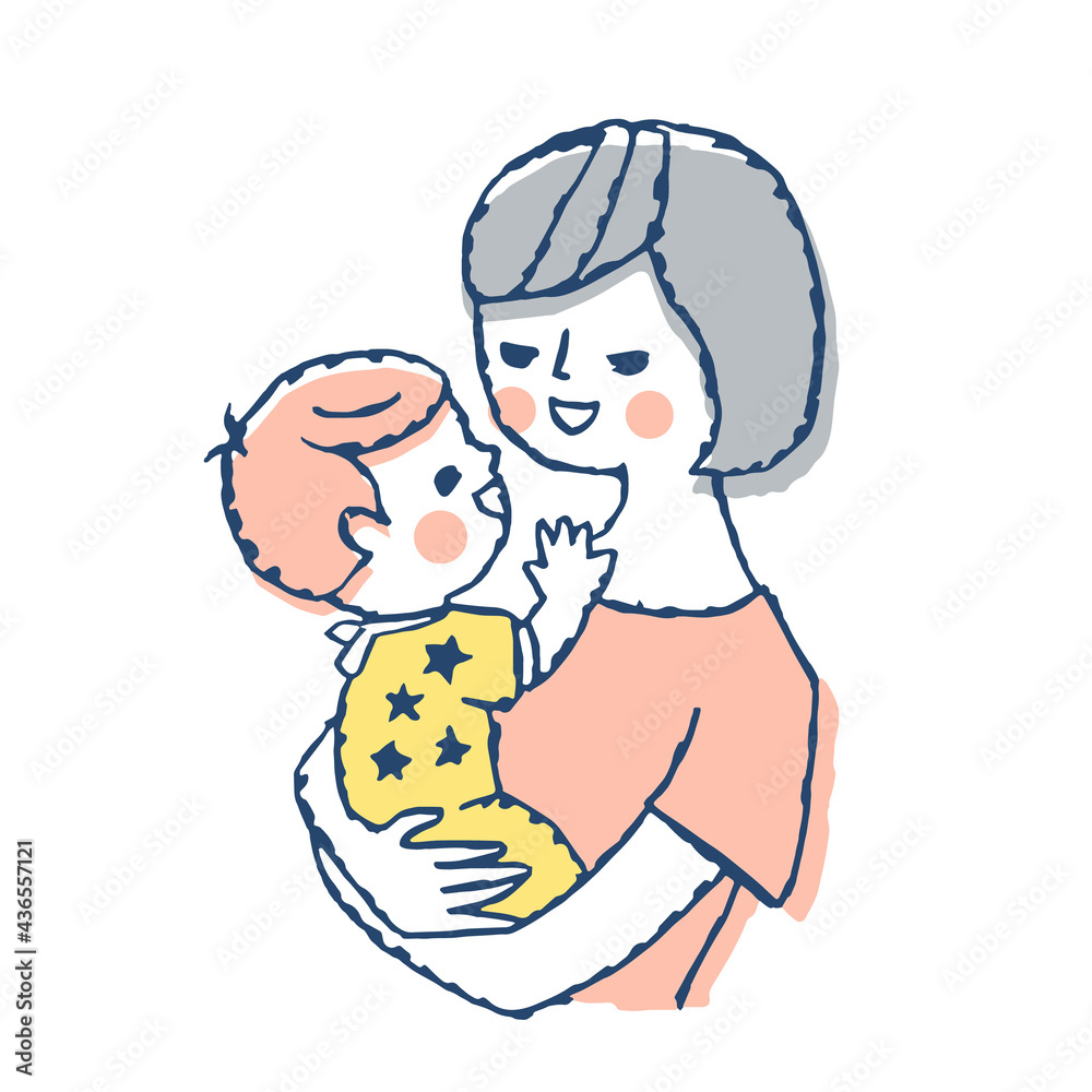 赤ちゃんを抱っこするママ 赤ちゃんを抱っこするママ