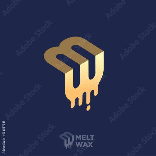 M and W monogram. Melted wax letters. Monogram for business, internet, online shop, label or packaging.
