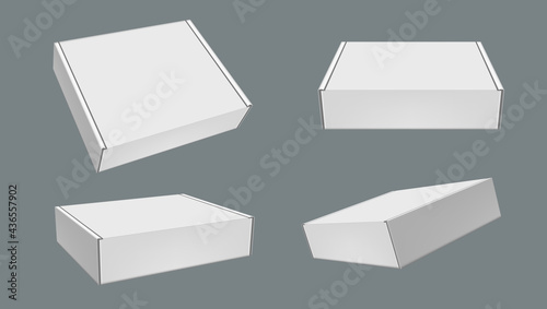 Four 3D Closed Blank Packaging Hard Boxes