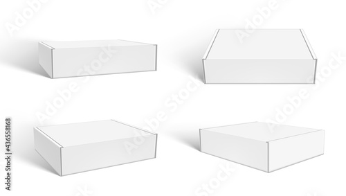 Four 3D Closed Blank Packaging Hard Boxes