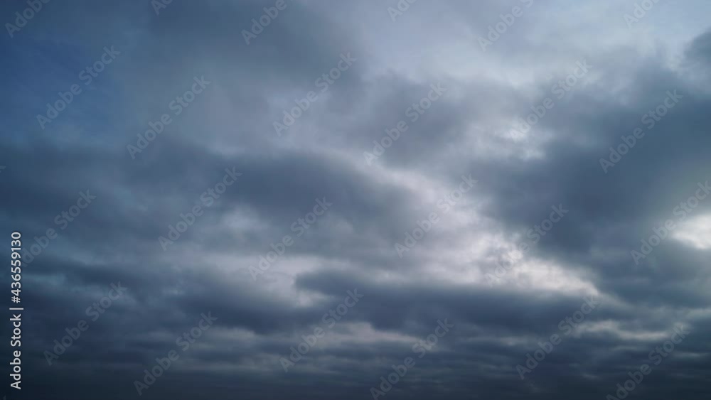 Skyscape or cloudscape. Sky with stormy dark clouds moving across it. Weather. Time lapse. Skyscape or cloudscape. Sky with stormy dark clouds moving across it. Weather. Time lapse.