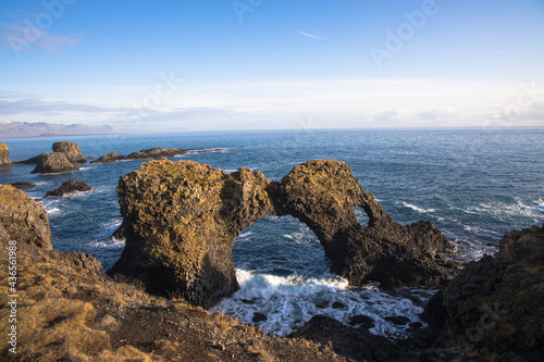 Views of the Gatklettur arch, Hellnar Beach Area, Snæfellsnes Peninsula, Iceland