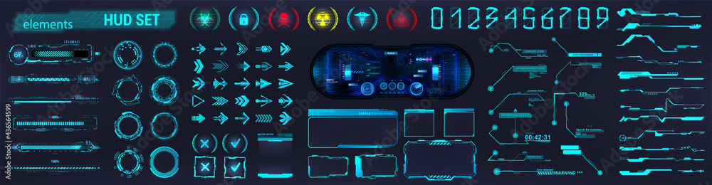 Blue HUD and Sci-fi UI collection elements - Futuristic circle, Frames ...