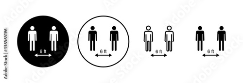 Social distance icon set. social distancing icon. self quarantine sign