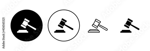 Gavel icon set. judge gavel icon vector. law icon vector. auction hammer photo
