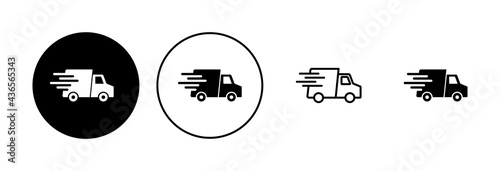 Fast shipping delivery truck icon set. Delivery truck icon. fast delivery icon