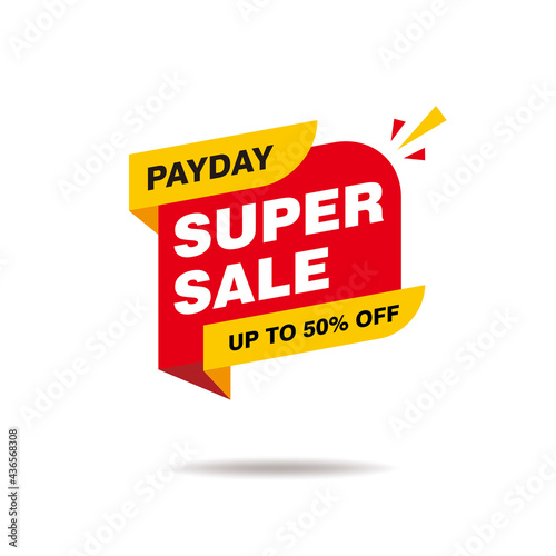Simple Flat Colorful Payday Super Sale Banner Isolated on White Background Design, Yellow and Red Payday Super Sale Advertisement Element Template Vector