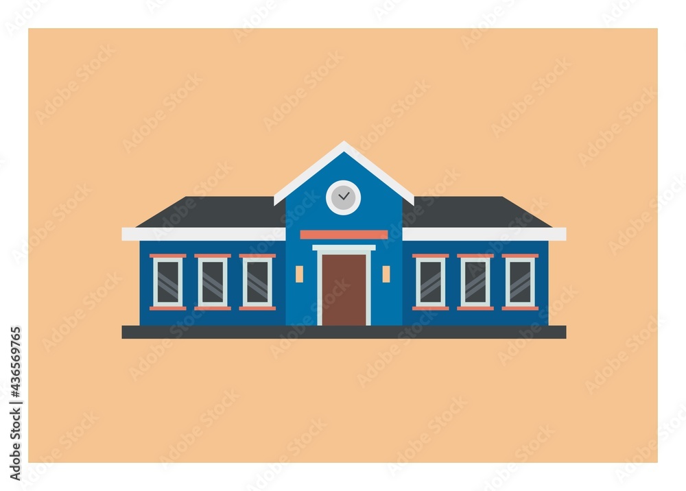Fototapeta premium School building simple illustration. Front view