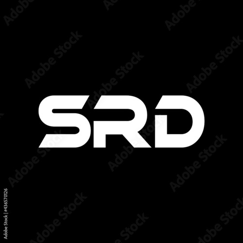 SRD letter logo design with black background in illustrator, vector logo modern alphabet font overlap style. calligraphy designs for logo, Poster, Invitation, etc. 