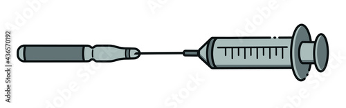 Injection icon withdrawing liquid from ampoule.