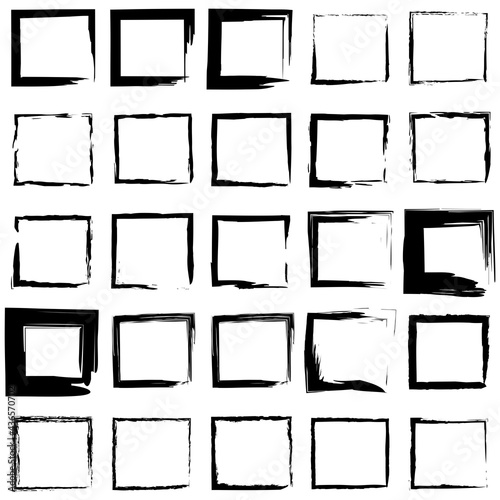 Hand drawn brush squares. Grunge texture background. Ink illustration. Vector illustration. EPS 10.