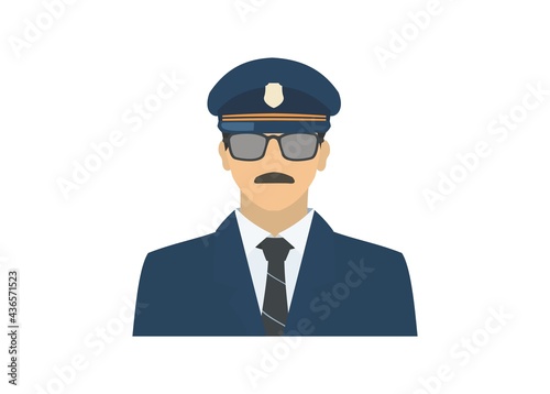 Train conductor figure. Simple flat illustration.