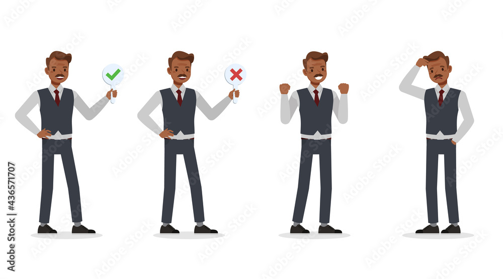 Old businessman working in office character vector design. Presentation in various action. Old businessman working in office character vector design. Presentation in various action.
