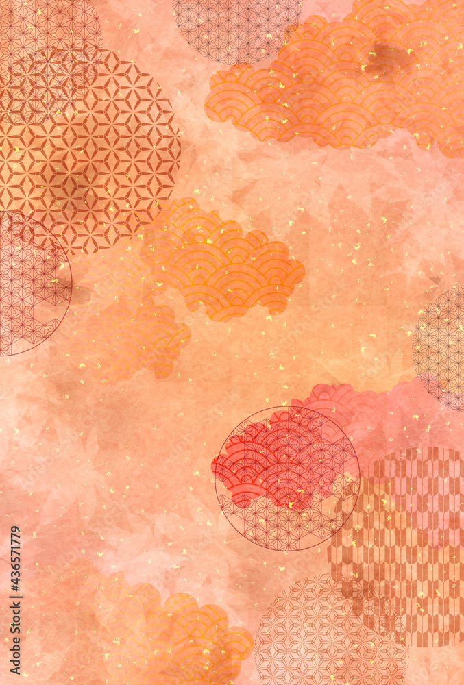Fototapeta premium 紅葉 もみじ 和紙 背景