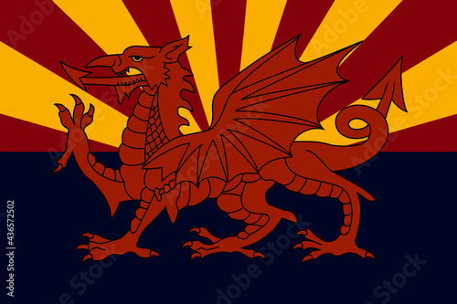 Welsh Dragon on Arizona Flag photo