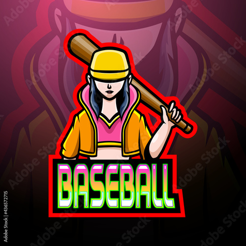 Baseball player esport logo mascot design