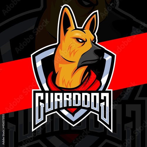 German Shepherds dog mascot esport logo design character for gaming and dog guard logo