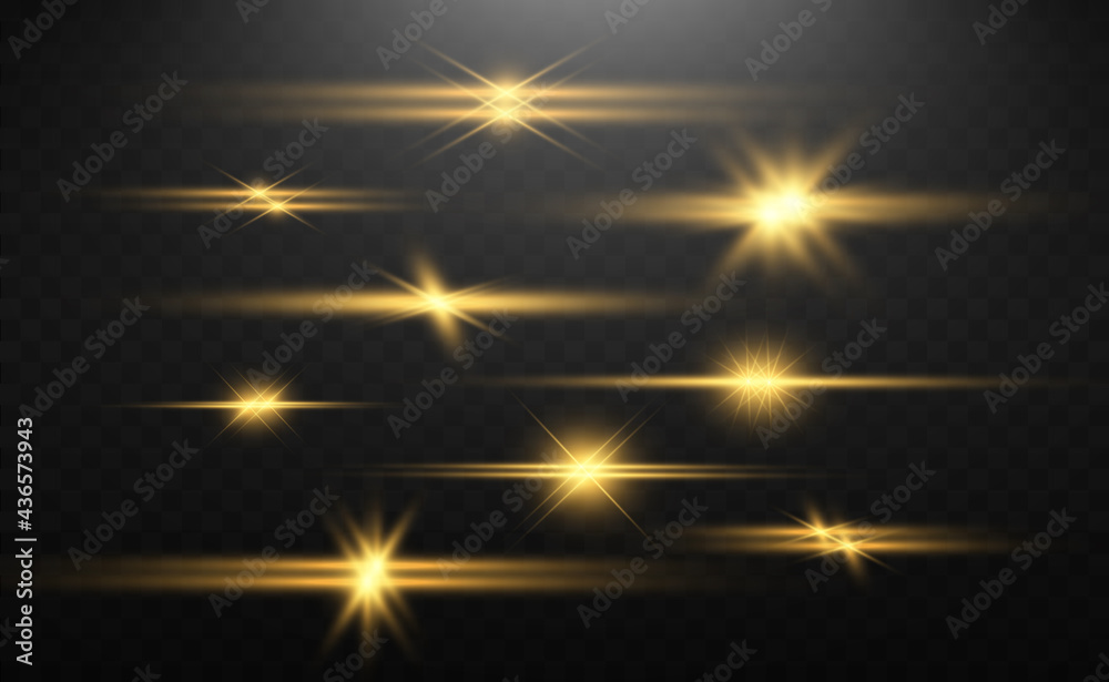 Set of gold bright beautiful stars. Light effect Bright Star. Beautiful light for illustration. Christmas star. White sparks sparkle with a special light. Vector sparkles on transparent background
Set of gold bright beautiful stars. Light effect Bright Star. Beautiful light for illustration. Christmas star. White sparks sparkle with a special light. Vector sparkles on transparent background