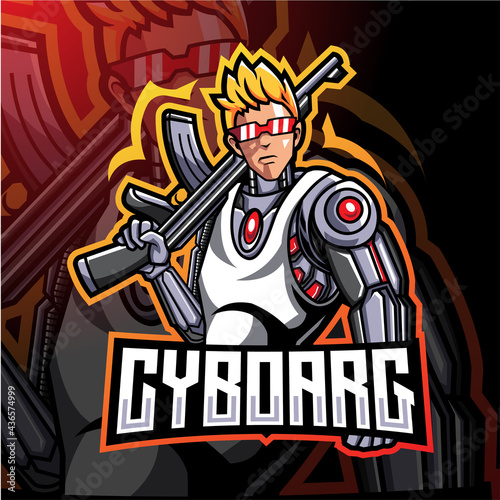 Cyborg gunners esport mascot logo design