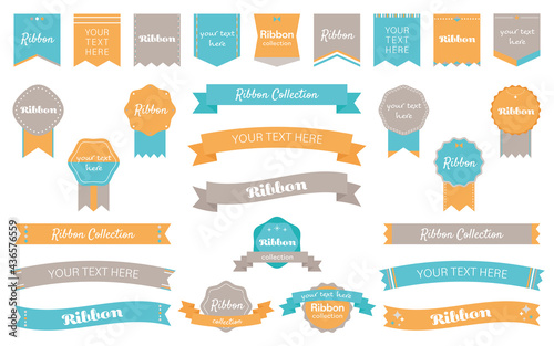 見出し・タイトル・アイキャッチに使えるカラフルなリボンフレームセット　C