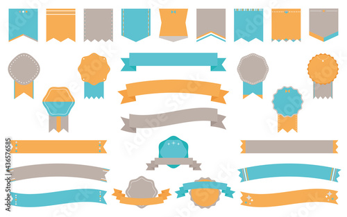 見出し・タイトル・アイキャッチに使えるカラフルなリボンフレームセット　C