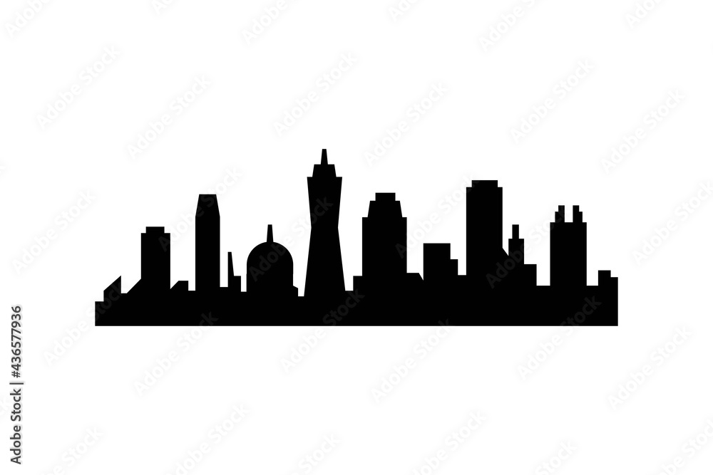 Cityscape silhoutte vector image, isolated on white background.