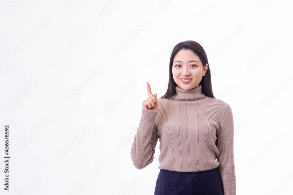 指さしをする女性 指さしをする女性