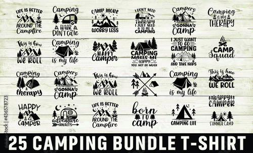 Set of Camping quotes. Summer Lettering text. explore more. Creative vector illustration in black and white colors.