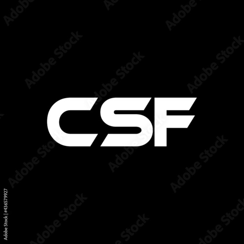 CSF letter logo design with black background in illustrator, vector logo modern alphabet font overlap style. calligraphy designs for logo, Poster, Invitation, etc. 