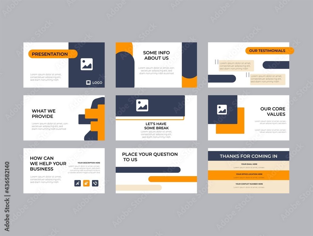 Company Investment Pitch Decks Vector Template Design. Elegant and Modern Styling to convince any message. Colorful Design and appealing business presentation template